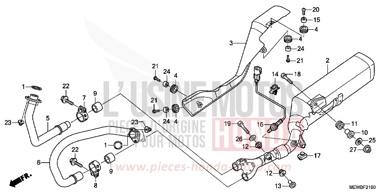 EXHAUST MUFFLER for Deauville ABS CARNELIAN RED METALLIC (R296) from 2011